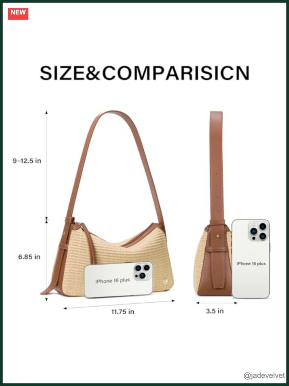 Summer Straw Shoulder Bag with Adjustable Wide Strap - Picture 2 of 5